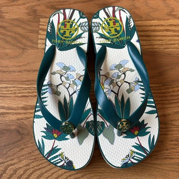 NEW Tory Burch Thandie Wedge Flip Flops - Picture 2 of 8